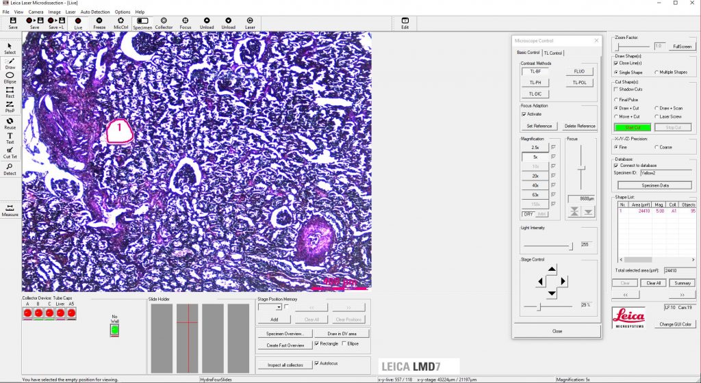 Screenshot der Hauptseite der Leica LMD-Software